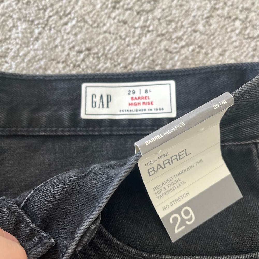 GAP Black High Rise Barrel Jeans 29 long